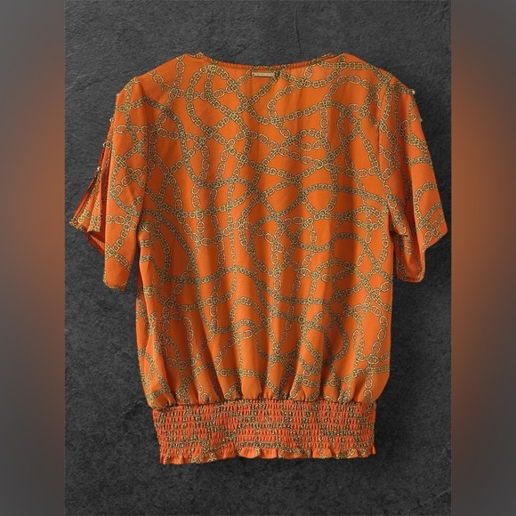 VINTAGE 2004- Michael Kors Orange Smocked Blouse - Picture 5 of 6